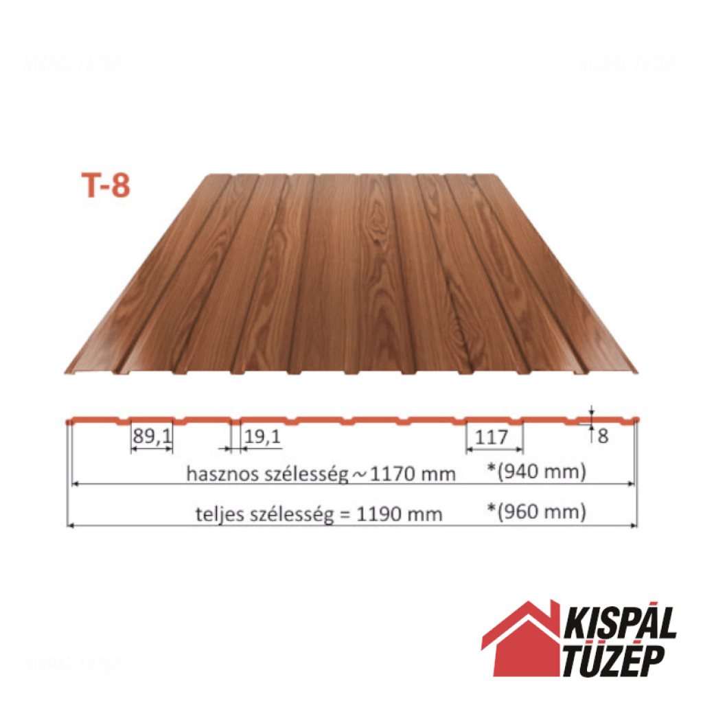 Blachdom Trapézlemez T8 | Sötét Tölgy