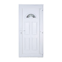 Selyemfényű fehér Temze felül üveges | Bejárati ajtó